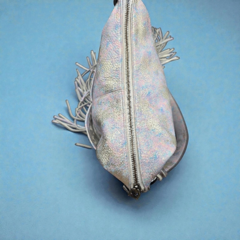 Aimee Kestenberg Beach Babe Fringe Distressed Metallic Leather Hobo Bag - Picture 5 of 11